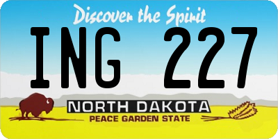 ND license plate ING227