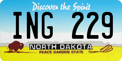 ND license plate ING229