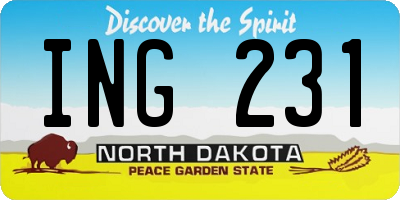 ND license plate ING231