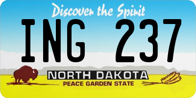 ND license plate ING237