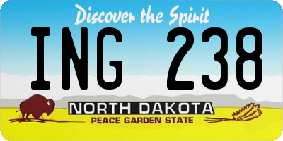 ND license plate ING238