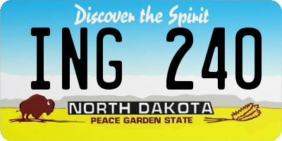 ND license plate ING240