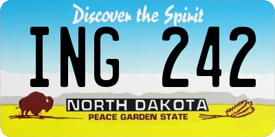 ND license plate ING242