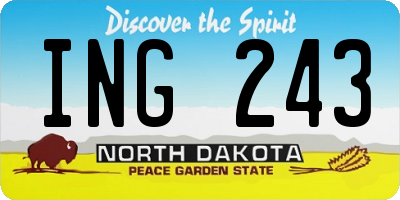 ND license plate ING243