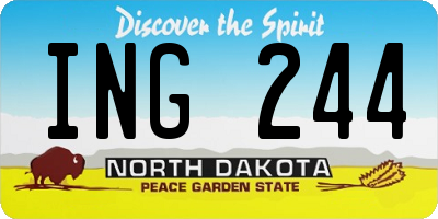 ND license plate ING244