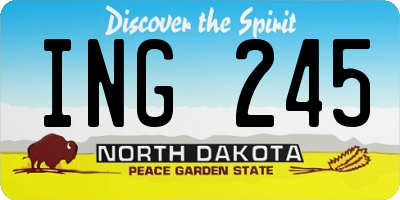 ND license plate ING245