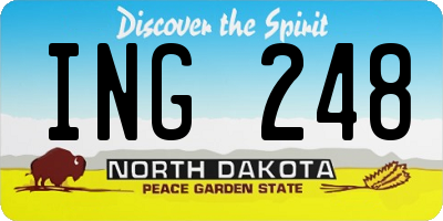 ND license plate ING248