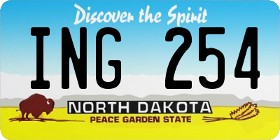 ND license plate ING254