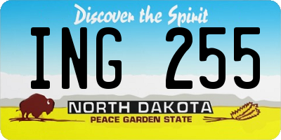 ND license plate ING255