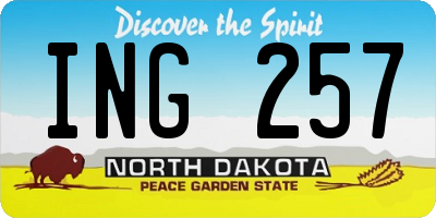 ND license plate ING257