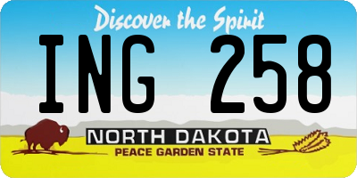 ND license plate ING258