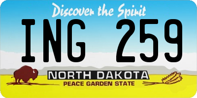 ND license plate ING259