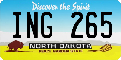 ND license plate ING265