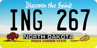 ND license plate ING267