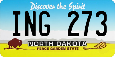 ND license plate ING273