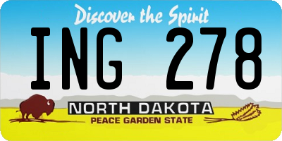 ND license plate ING278