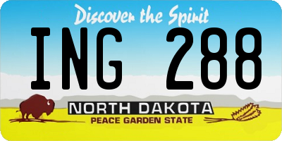 ND license plate ING288