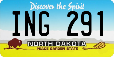 ND license plate ING291