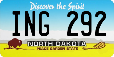 ND license plate ING292