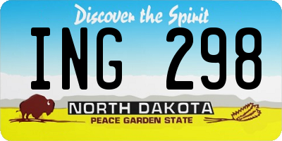 ND license plate ING298