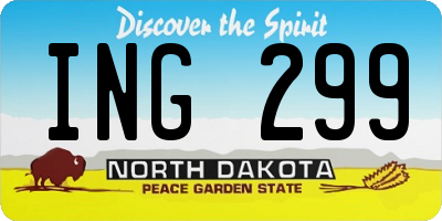 ND license plate ING299