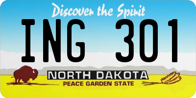 ND license plate ING301