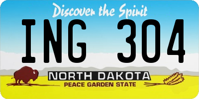 ND license plate ING304