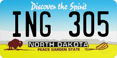 ND license plate ING305