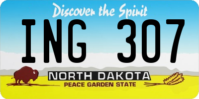 ND license plate ING307