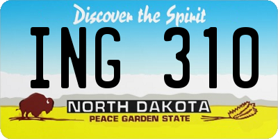ND license plate ING310