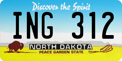 ND license plate ING312