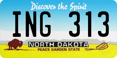 ND license plate ING313