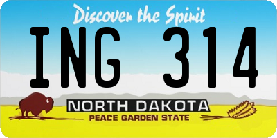 ND license plate ING314