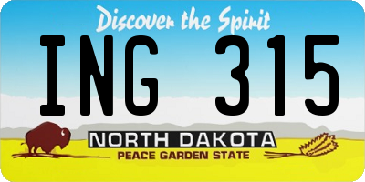 ND license plate ING315