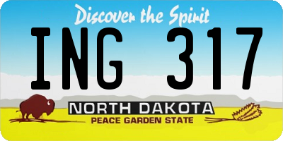 ND license plate ING317