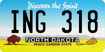 ND license plate ING318