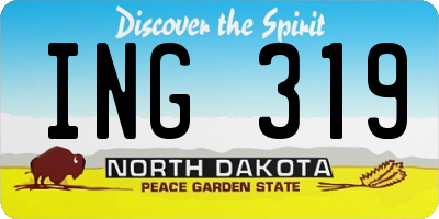 ND license plate ING319