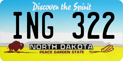 ND license plate ING322