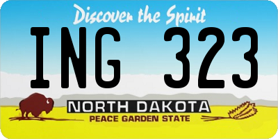 ND license plate ING323