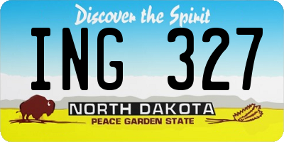 ND license plate ING327