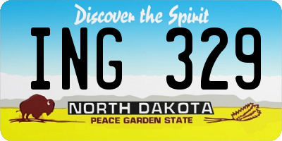 ND license plate ING329