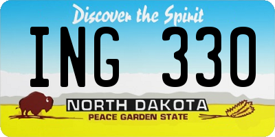 ND license plate ING330