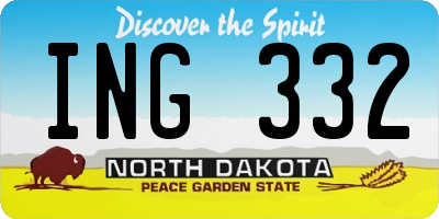 ND license plate ING332