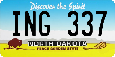 ND license plate ING337