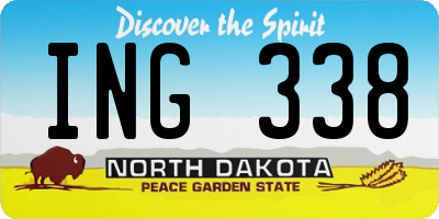 ND license plate ING338