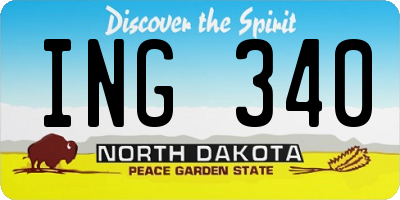 ND license plate ING340
