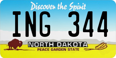ND license plate ING344