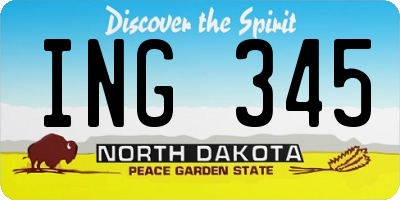 ND license plate ING345