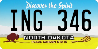 ND license plate ING346