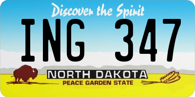 ND license plate ING347